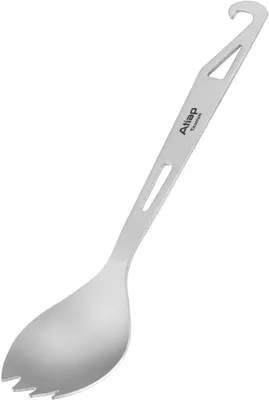 Imagen del producto de Cubiertos multifunción 3 en 1: tenedor-cuchara con abrelatas, de titanio, ligeros, ideales para actividades al aire libre