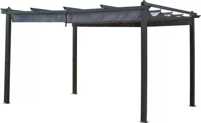 Produktbild von Aluminiumpergola mit ausziehbarem Dach - 3 x 4 m - Anthrazitgrau