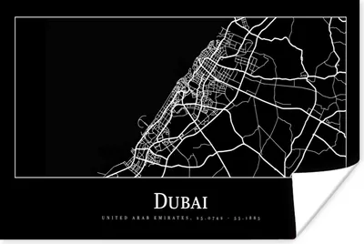 Produktbild von MuchoWow® Poster Dubai Stadtplan - Karte 30x20 cm - Plakate - Print