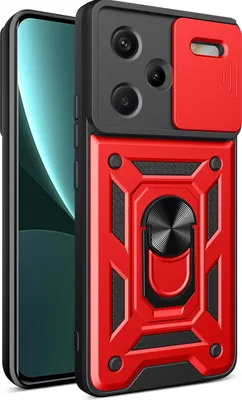 Produktbild von Hülle für Xiaomi Redmi Note 13 Pro+ Magnetische Ring Ständer Halter Dia Kameraschutz TPU Bumper Silikon Schutzhülle Rot