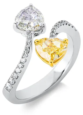 Produktbild von Ring Herz aus 750 Gold gelb/weiß 24 Diamanten 2,2ct B:12,8mm Innenumfang 52mm Ø16.6mm