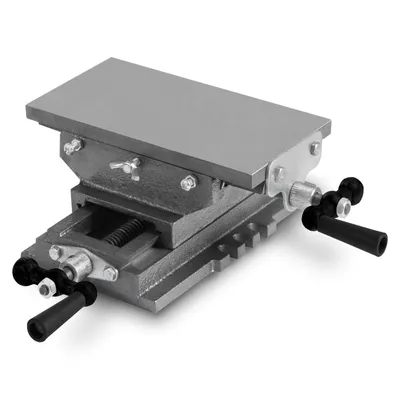 Obrázek produktu pro Křížový stůl EBERTH z litiny a oceli, pracovní stůl 120 x 230 mm, pracovní výška 100 mm, 2osý svěrák pro vrtání a frézování