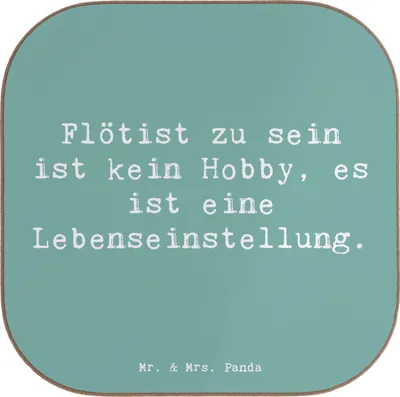 Produktbild von Mr. & Mrs. Panda Holzuntersetzer Spruch Flöte Lebensgefühl - Meeresbrise - Geschenk, Geschenke, Melodien, Coaster, Untersetzer Glas, Instrument, Musik, Kammermusik, Tasse