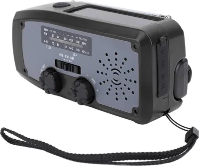 Obrázok produktu pre Núdzové rádio s ručnou kľukou a LED baterkou – prenosné meteorologické rádio s frekvenciami AM, FM a NOAA, s batériou 2000 mAh, nabíjateľné cez USB a solárne napájanie, na kempovanie, čierne