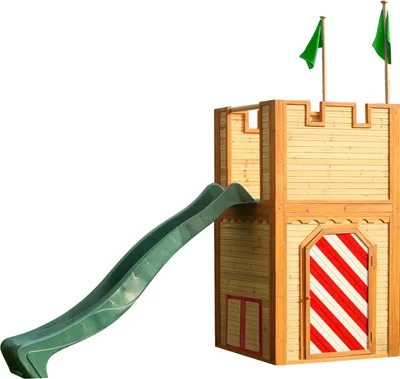 Produktbild von AXI Spielhaus Arthur mit grüner Rutsche | Spielschloss aus Holz für Kinder | Spielturm für den Garten