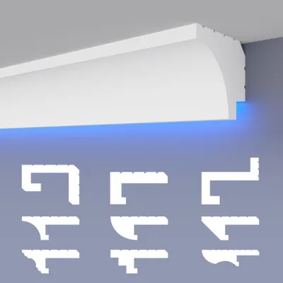 Produktbild von HEXIMO LED-Schattenfugenprofil Stuckleisten, indirekte Beleuchtung XPS Styropor-Trockenbau-Deckenbeleuchtung Stuckleisten-Decke (1,7 Meter HLED 27)