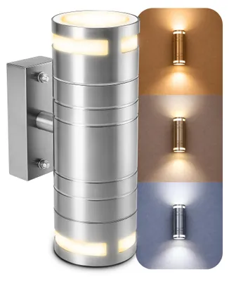 Produktbild von ELARI Wandlampe Up & Down Edelstahl IP44 wassergeschützt Wandleuchte - inkl. 2x LED GU10 5W LumiFLEX - Außenwandleuchte Strahler für Fassaden & Terrasse