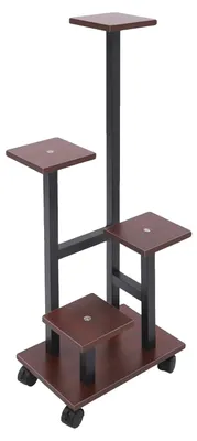 Immagine prodotto di Portavasi, design a 5 livelli, facile da spostare grazie alle ruote, marrone