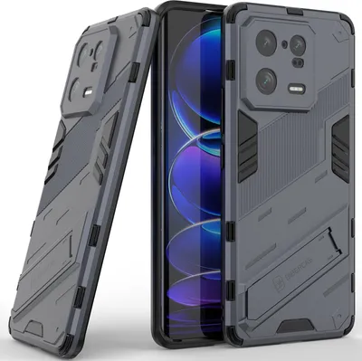 Produktbild von Armor Hülle für Xiaomi 13 Pro, Hybrid PC TPU Bumper Stoßfestes Schutzhülle mit Standfunktion Grau