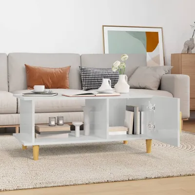 Produktbild von "2026 Aktion"Couchtisch - CLORIS - Wohnzimmertisch - Robust und langlebig - Hochglanz-Weiß 90x50x40 cm Holzwerkstoff - NeuMöbel8275486