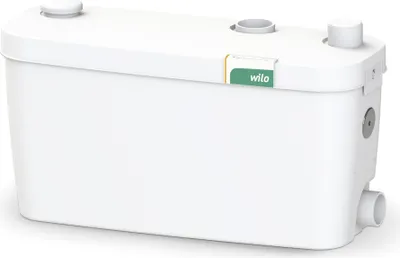 A white Wilo HiDrainlift 3-35 wastewater lifting unit is shown against a white background.