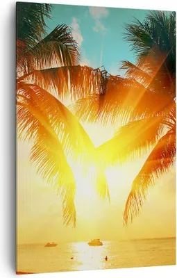 Produktbild von Bild auf Leinwand - Leinwandbild - Einteilig - Meer Palme Wasser - 80x120cm - Wand Bild - Wanddeko - Wandbilder - Leinwanddruck - Wanddekoration - Leinwand bilder - Wandbild - PA80x120-4018