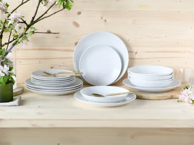 Zdjęcie produktu dla CreaTable, 20341, Luna White, 18-częściowy zestaw talerzy, porcelana