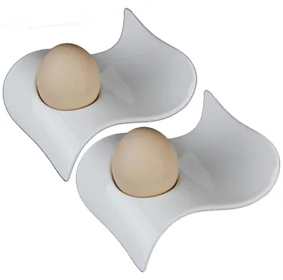 Eierbecher-Set aus Porzellan, 2er-Pack, Wellendesign, 13,5 cm