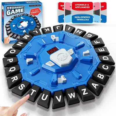 Produktbild von Wortspiel, Brettspiele fuer Kinder und Erwachsene mit 2 Modi, 24 Tasten Buchstaben Druecken Familienspiel Partyspiele mit Deutscher Aussprache,Puzzlespiel fuer Jungen und Maedchen ab 3 Jahren,Blau