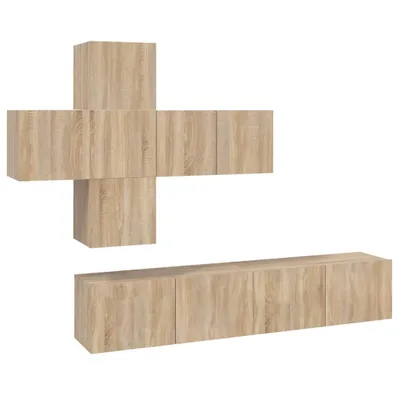 Produktbild von vidaXL 7-tlg. TV-Schrank-Set Sonoma-Eiche Holzwerkstoff