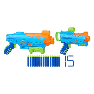 Immagine prodotto di Nerf Elite Junior Ultimate Starter Set, 2 blaster Easy-Play, 15 dardi Nerf Elite
