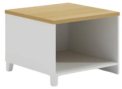 Produktbild von Beistelltisch Modern Weiß mit Holzplatte Minimalistisch praktischer Stauraum
