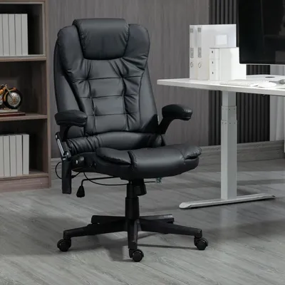 Produktbild von Sweiko Bürostuhl mit Massagefunktion Ergonomischer Chefsessel mit Heizfunktion, Liegefunktion, Wippfunktion, Höhenverstellbar 360° Drehbar Schreibtischstuhl, Kunstleder, Schwarz