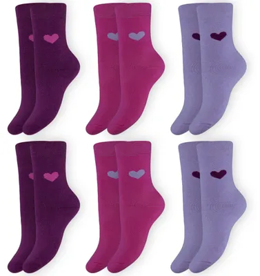 Produktbild von OCERA Thermo Socken (6er Pack) mit Herzmuster für Damen in beerefarben Größe 39-42