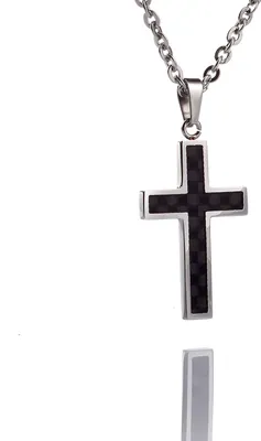 Produktbild von Karisma Edelstahl Kettenanhänger Kreuz Kohlenstoffstahl Männerschmuck Uni mit EdelstahKette- 55cm