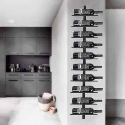 Produktbild von Famanu Flaschenregal Wandmontage - Schwarz, 10 Flaschen