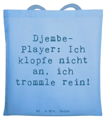 Produktbild von Mr. & Mrs. Panda Shopping Tasche Spruch Djembe Rhythmus - Sky Blue - Geschenk, Trommelkreis, studententasche, Lernen, Musik, Instrument, Percussion-Instrument, Percussion