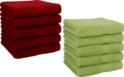 Produktbild von Betz 10 Stück Seiftücher 30x30 cm PREMIUM 100% Baumwolle  Farbe: rubinrot und avocadogrün
