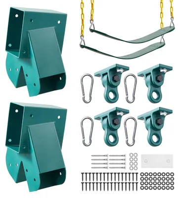 Obrázek produktu pro VEVOR – sada 8 ks držáků na houpačku, upevnění houpačky včetně 2 spojek ve tvaru písmene A pro trámy 94 x 144 mm, nohy 94 x 94 mm, 4 háky na houpačku a 2 sedáky, montážní materiál pro venkovní houpačku