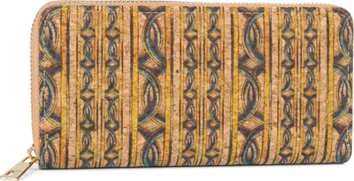 Produktbild von styleBREAKER Damen Geldbörse aus Kork mit buntem Muster Print im Ethno Look, Reißverschluss, Portemonnaie 02040138