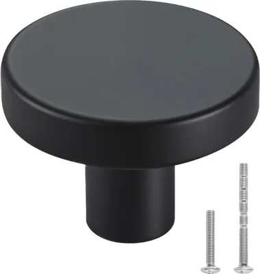 Produktbild von VEVOR Möbelknöpfe, 10er-Pack, 32 mm, Schrankknöpfe aus schwarzer Zinklegierung, massive Küchenknöpfe, Schubladenknöpfe mit Schrauben für Badezimmer, Schränke, Schubladen, Küche