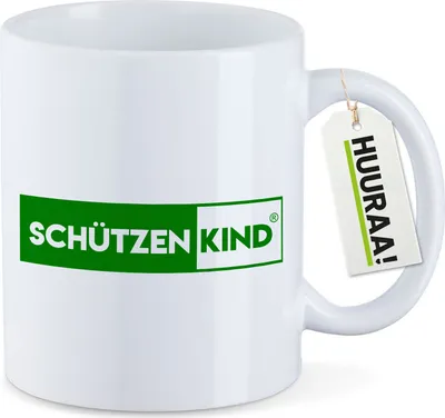 Produktbild von Huuraa Kaffeetasse Schützenkind Modern 330ml Weiß Keramik Kaffeebecher Geschenkidee