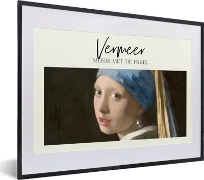 Produktbild von MuchoWow® Gerahmtes Poster Kunst - Das Mädchen mit dem Perlenohrring - Vermeer 40x30 cm - Poster mit Schwarzem Bilderrahmen Wandposter Rahmen Foto Bilder - Bilderrahmen - Poster im Rahmen