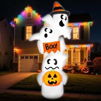 Aufblasbare Halloween-Geister 2,7 m LED Außendeko 3er-Set
