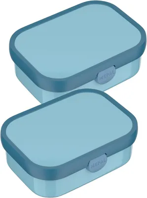 Produktbild von Mepal - Lunchboxen Campus 2er Set - Bento Lunchboxen für Kinder - Brotdosen mit Bento-Fach & Gabel - Meal Prep Box mit Clip-Verschluss - Spülmaschinenfest - 750 ml - Cool blue