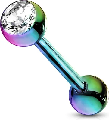 Produktbild von viva-adorno Barbell Piercing Stab Zungenpiercing Ohrpiercing Stecker Hantel Chirurgenstahl 316L beschichtet Zirkonia Z309,rainbow