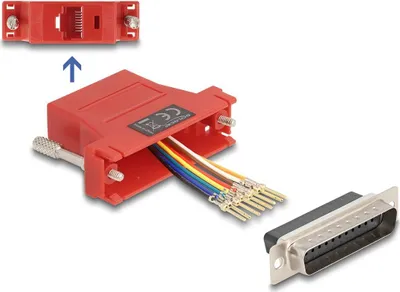 Obrázok produktu pre DELOCK Adapter D-Sub25> D-Sub25 St/Bu Montagesatz rot