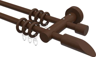 Produktbild von Interdeco Gardinenstange / Vorhangstange Nussbaum lackiert, Typ Adrian Franca (Schräge), 16 mm Ø 2-läufig, 100 cm