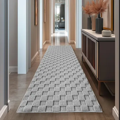Immagine prodotto di Teppium Tappeto Soggiorno Bouclé Anelli Stile Scandi Design a Quadri Robusto Morbido per Camera da Letto, Dimensioni: 80x250 cm