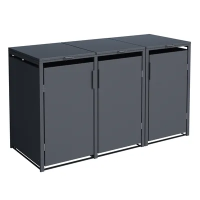 Produktbild von DEGAMO Mülltonnenbox klein 3er MÜNCHEN 175x62x102cm für Tonnen 120 Liter, grau