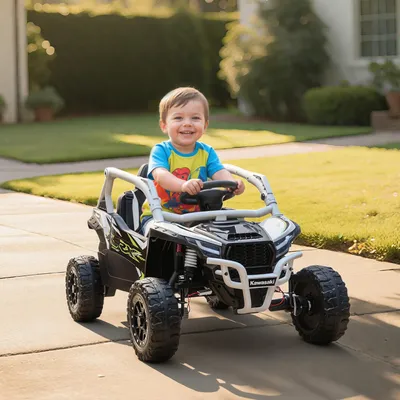 Produktbild von Kinder Elektroauto 12V, elektrisches Geländefahrzeug für Kinder mit Fernbedienung, LED-Lichtern, Musik und Hupe, Kinderfahrzeug für 3–8 Jahre, Grau