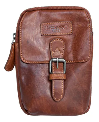 Produktbild von Herren Leder Umhängetasche Klein Hellbraun – Kompakte Schultertasche mit Gürtelhalterung, Magnetverschluss, Verstellbarer Riemen, Lozano