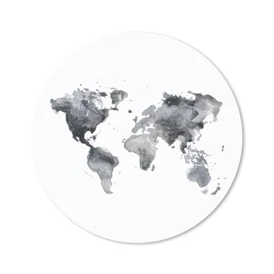 Produktbild von MuchoWow® Mauspad Mousepad Weltkarte - Aquarell - Schwarz und weiß 20x20 cm - Mousepads - Maus Mat - Pad - Mausunterlage - Schreibtischmatte