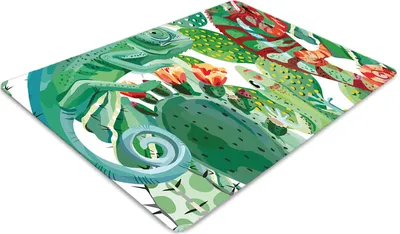 Obrázok produktu pre Podlahová ochranná podložka - Ochranná podložka pod stoličku - Podlahová podložka - 100x70 cm - Chameleóny