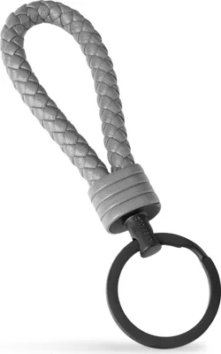Produktbild von SERASAR | Leder-Schlüsselanhänger für Männer [Strong] mit Grau Stainless Steel | Farbe: Grau | Länge: 16cm