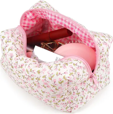 Produktbild von Kosmetiktasche Kulturtasche Make up Tasche Reise Waschtasche Cord Make up Organizer Waschbeutel Klein Kulturbeutel Schminktasche Multifunktionaler Kosmetikbeutel Set für Damen Mädchen Rosa
