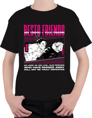 Produktbild von BESTO FRIENDS Jujutsu Kaisen Aoi Todou Yuji Itadori Anime Otaku Uni Kinder T-Shirt, Schwarz, 128