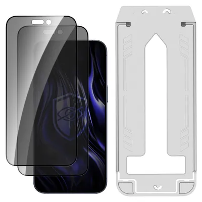 Produktbild von 3mk Privzone 9H Privatsphärenglas mit Applikator für Apple iPhone 16 Pro Max, 2 Stück, Anti-Spion Privatsphärefilter 28°, Härte 9H