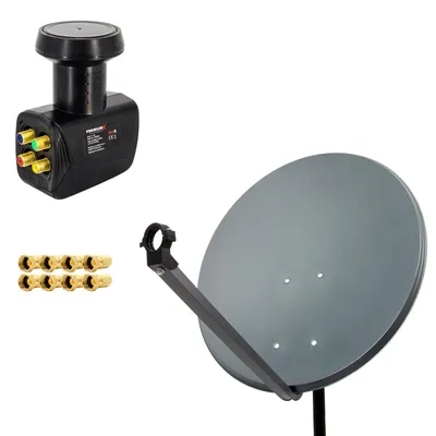 Produktbild von PremiumX SAT Anlage 60cm Satellitenschüssel ALU Quad LNB 8x F-Stecker