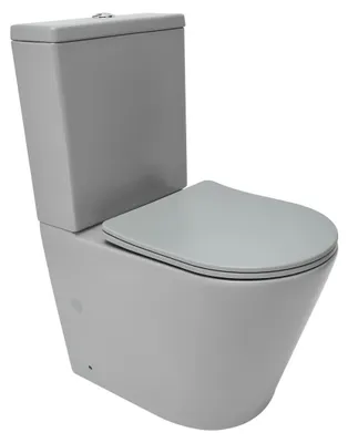 Produktbild von SAT Infinitio Stand-Kombi-WC Wasseranschluss von unten spülrandlos mit SoftClose WC-Sitz, grau matt